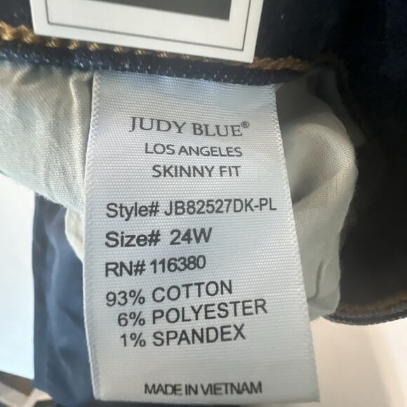 JUDY BLUE Women's Jeans Sz 24W BLUE Mid Rise Skinny Fit Stretch Dark Stone NWT - Picture 7 of 14